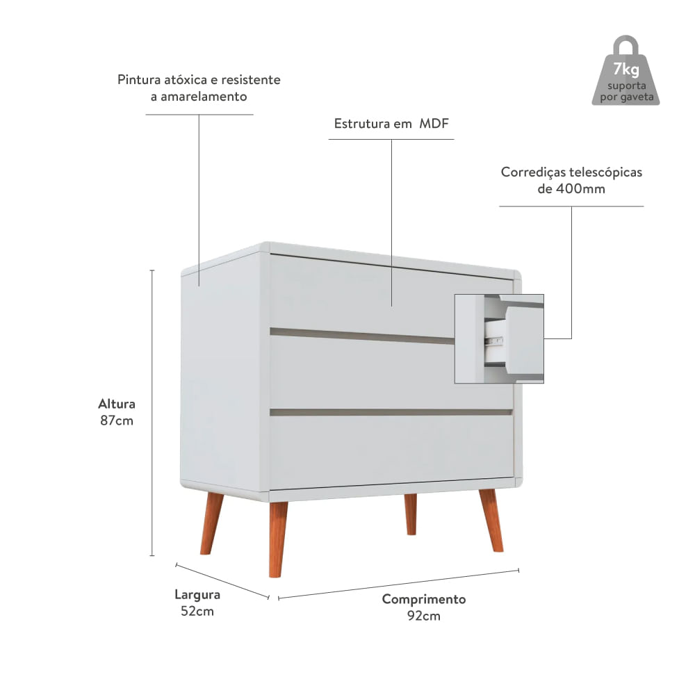 hero comoda sonhos up 3 gavetas